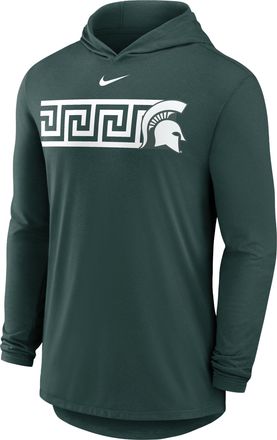 Nike Michigan State Primetime Pattern Nike Mens Dri-FIT College Long-Sleeve Hooded T-Shirt in Green | 01NB3EYMST-CZH