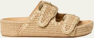 Loeffler Randall Nico Natural Dual-Buckle Slide Sandals