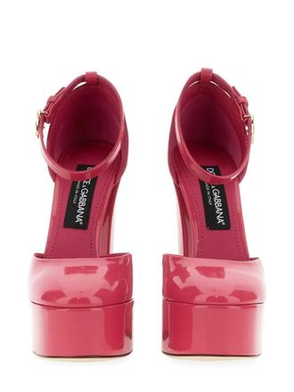 Dolce & Gabbana Hohe Schuhe - Glossy Leather Platform Pumps - Gr. 36,5 (EU) - in Rosa - f&uuml;r Damen