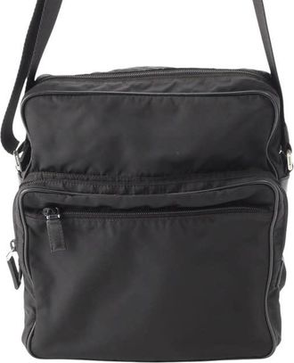 Prada Pre-owned Prada Saffiano Trimmed Tessuto Zip Top Crossbody Unisex QEKRD9MATWO8E5I3