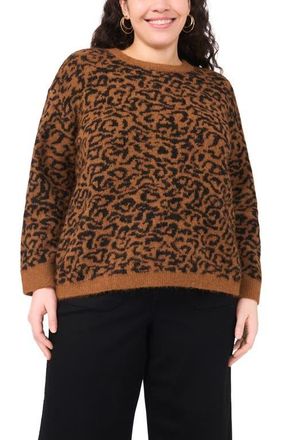 Vince Camuto Leopard Print Sweater in Toasted Coconut at Nordstrom, Size 2X