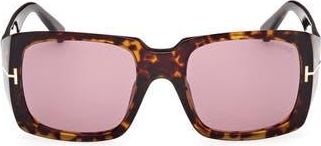 Tom Ford Ryder 51mm Square Sunglasses in Shiny Tokyo Tortoise /Rose at Nordstrom Rack