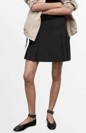 Mango Pleated Miniskirt in Black at Nordstrom Rack, Size 6