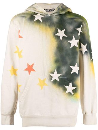 Palm Angels star-print hoodie - men - Cotton/Polyester - M - Neutrals