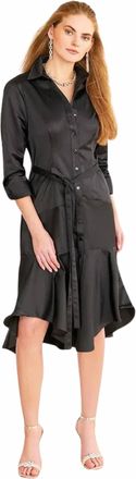 Finley Leonard Micro Satin Dress In Black