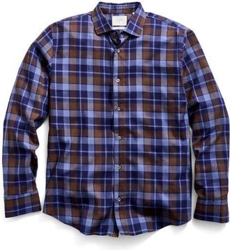Billy Reid Hutcheson Standard Fit Plaid Cotton Twill Button-Up Shirt in Carbon Blue Multi at Nordstrom, Size Xx-Large