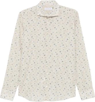 Manuel Ritz Paisley Print Shirt - Heren - Casual Overhemden - Beige - 3XL - Katoen - Overhemden