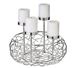 Edzard Hochwertiger Design Adventskranz Milano Up ø 30 cm - Edelstahl glänzend vernickelt