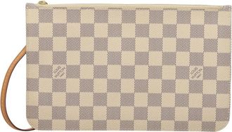 Louis Vuitton Neverfull Pochette Damier White Canvas Bag (Pre-Owned)