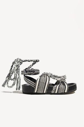 Amambaih Olivia Soft Footbed sandals in Ivory Black at Nordstrom, Size 40