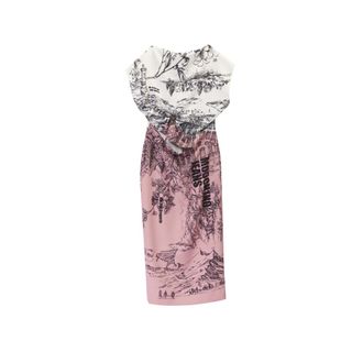 Moschino Milano Print Jurk met Cut-Out - Dames - Casual kleedjes - Veelkleurig - M - Polyester - Kleedjes