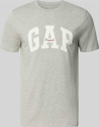 GAP T-Shirt mit Logo und Rundhalsausschnitt in Mittelgrau Melange, Gr&ouml;&szlig;e XXL