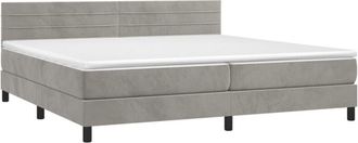 vidaXL Vidaxl - Cama Box Spring Colch&oacute;n Y Led Terciopelo Gris Claro 200x200 Cm