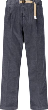 White Sand Grey Adjustable-Waist Corduroy Straight-Leg Pants