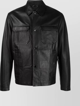 Emporio Armani lambskin jacket with straight hem and pockets