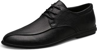 Generic Formal Shoes Dress Oxford for Men Lace Up Derby Shoes Round Toe Leather Rubber Sole Non Slip Anti-Slip Slip Resistant Low Top Wedding(Black,5.5 UK)