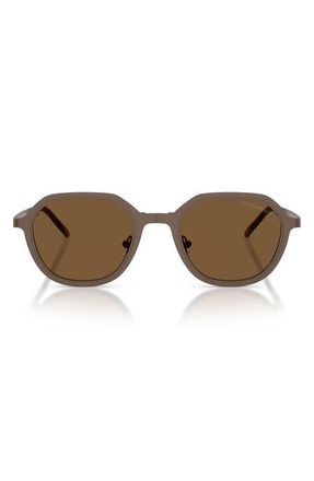 Emporio Armani 51mm Round Sunglasses in Matte Bronze/brown at Nordstrom