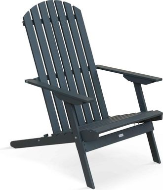 Oviala Sillón reclinable plegable de madera de eucalipto gris