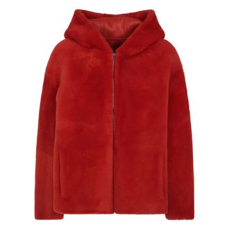 Yves Salomon 66 CM Jas - Dames - Jassen - Rood - Maat: 2XS Leer