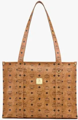 MCM Large Aren School Bag Tote in Visetos in Cognac at Nordstrom
