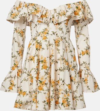 Agua Bendita Abito corto off-shoulder Verso in cotone