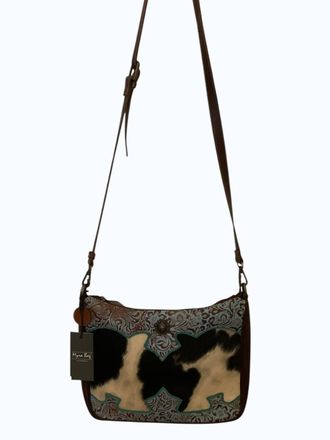 Myraswim Womens Andean Leather Hairon Bag In Brown Mult