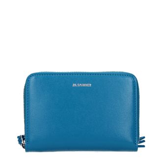 Jil Sander Damens Geldb&ouml;rsen Blau/Laguna-Leder