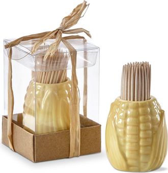 Tag Corn on the Cob Stoneware Toothpick Holder Set of Two in Yellow at Nordstrom