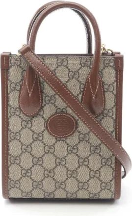 Gucci Pre-owned Tote Bags, female, Beige, Size: ONE SIZE Pre-owned Canvas totes