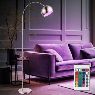 Globo Lighting Globo Lighting - Lampada da terra lampada ad arco cromata lampada da soggiorno in piedi, paralume mobile, dimmerabile con telecomando, 1x led rgb