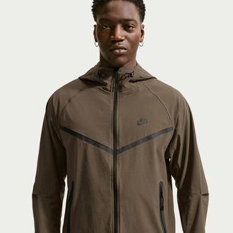 Nike Mens Tech Dri-FIT Woven Full-Zip Windrunner Jacket in Brown | IU6965-212