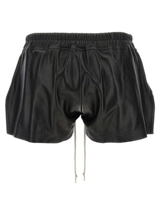 Rick Owens Womens Black Lamb Leather Bermuda Shorts
