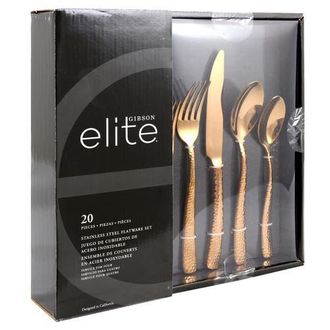 Gibson Home Stonehenge 20 Piece Flatware Set Gold in Metallic Gold at Nordstrom