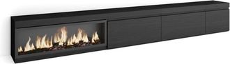 Skraut Home Mobile tv Soggiorno, Ampio spazio a disposizione, 317x45x35 cm, Camino elettrico xxl, Stile moderno, Nero - Skraut Home
