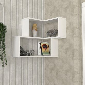 Dmora Estante Omignano, 2 Estantes, Esquinero, 45x15x55h Cm Blanco