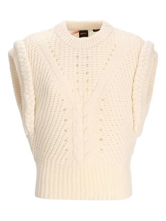 BOSS Fastina cable-knit sleeveless sweater - Neutrals