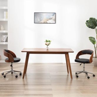 vidaXL Vidaxl - Silla De Comedor Giratoria Madera Curvada Cuero Sint&eacute;tico Negro