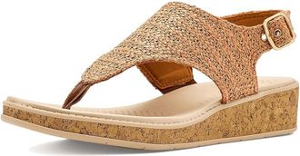 Life Stride Beachy Thong Sandals Womens Wedge Shoes Brown Raffia : 8.5 M (B), Synthetic