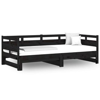 Berkfield Home Pull-out Day Bed Black Solid Wood Pine 2x(80x200) cm
