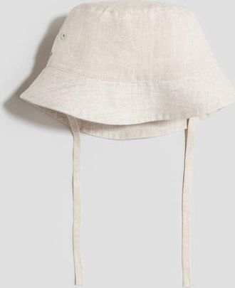 H&M Linen Bucket Hat in Light Beige at Nordstrom, Size 9-12 M