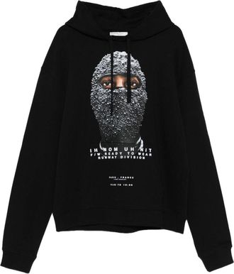 Ih Nom Uh Nit Black Graphic Printed Cotton Hoodie