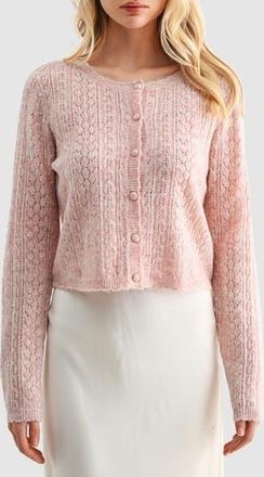 Lush Pointelle Cardigan in Mauve at Nordstrom Rack, Size X-Large