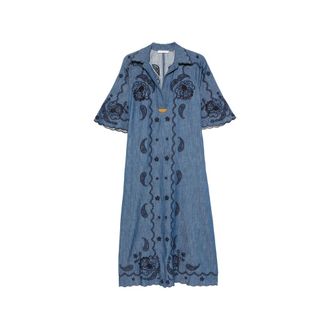 Zimmermann Aster Paisley-embroidered Scalloped-edge Midi Dress
