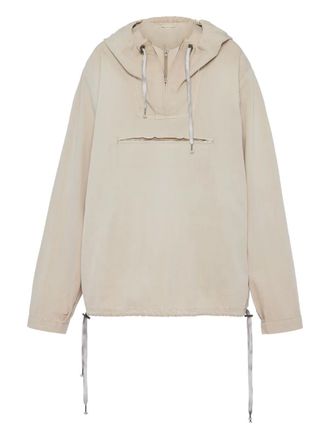 Maison Margiela drawstring hoodie - women - Cotton/Polyamide - 42 - Neutrals