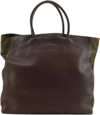 Prada Pre-owned Tote Bags, female, Brown, Size: ONE SIZE Pre-owned Calf Nylon Tote Bag