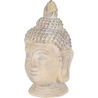 ECD Germany Ecd Germany - Cabeza De Buda Figura De Piedra Artificial Poliresina 78cm Color Beige/gris Escultura Estilo Asiatico Figurilla Decorativa Feng Shui Est