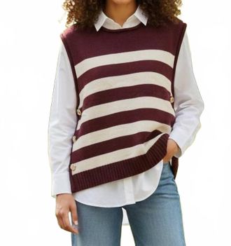 She + Sky Stripe Sweater Tank In Espresso & Cream
