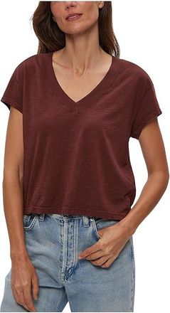 Michael Stars Harlan Cropped V-Neck T-Shirts Womens Clothing Espresso (US 0-12), Cotton