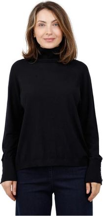 Alpha Studio Maglia dolcevita maniche lunghe in 100% merinos extrafine - Dames - Coltruien - Blauw - M - Wol - Truien & Vesten