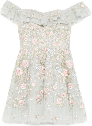 Needle & Thread Abito con ricamo a fiori - Blu